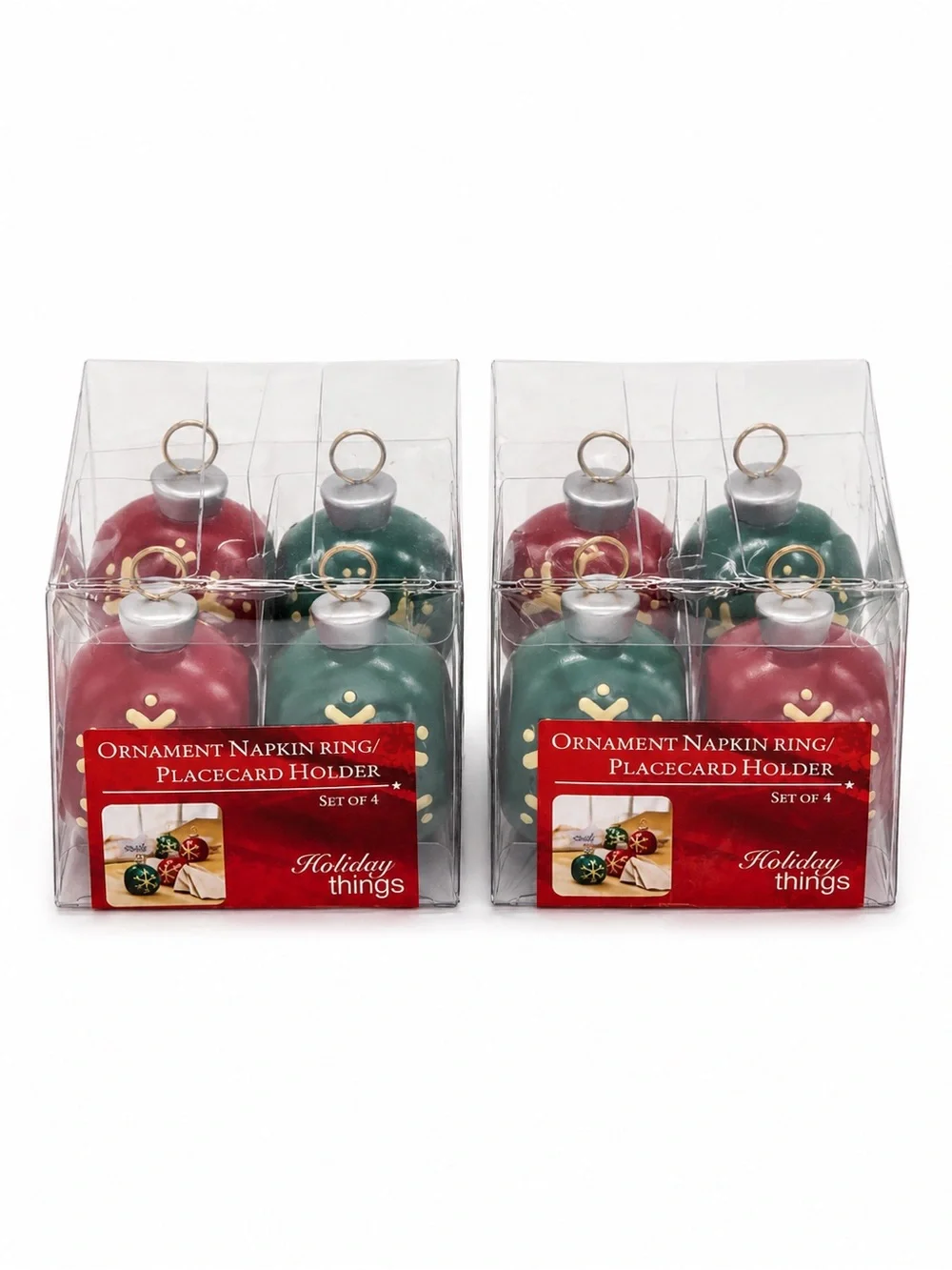 Holiday Things Ornament Napkin Rings & Place Card Holders Set of 8 NWT